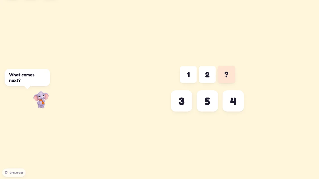Pattern next: Red, blue, red, blue… tap what comes next.